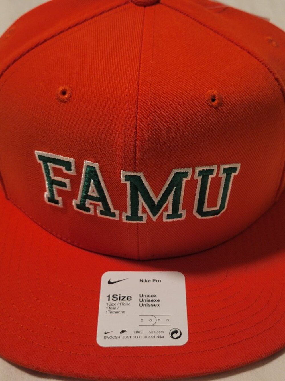 NWT $28 Nike Lebron Florida A&M University Rattlers Orange Flatbill Cap C-13869